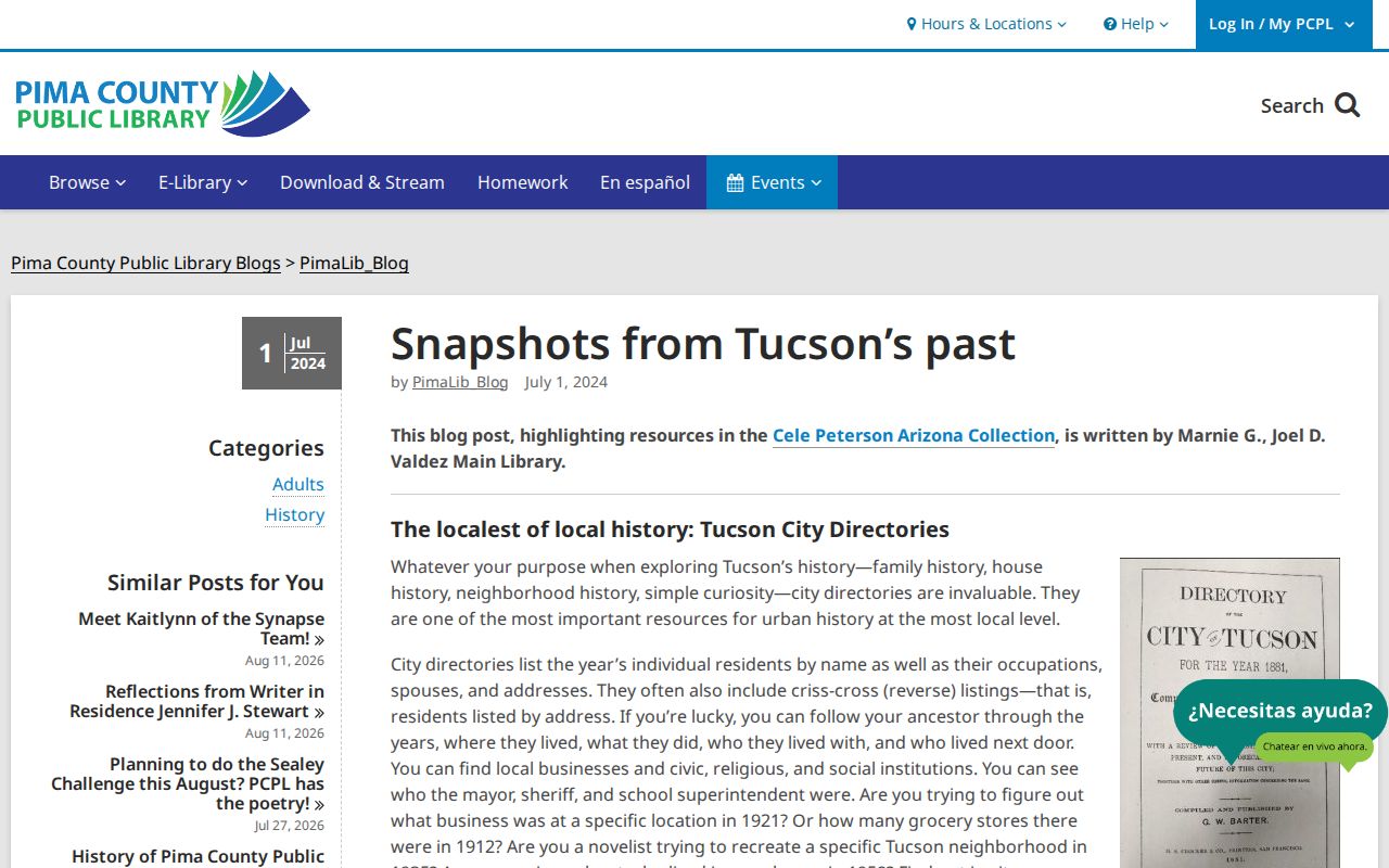 Marana city directories described in the Pima Library historical guide